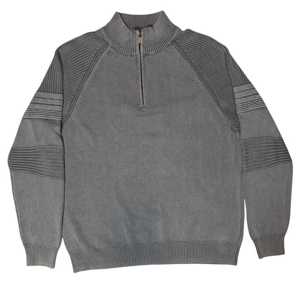 Grey quarter zip sweater with